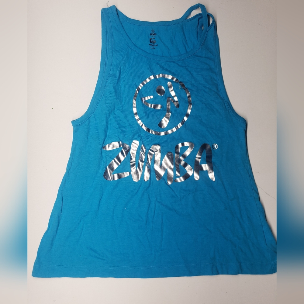 Zumba top blue silver small